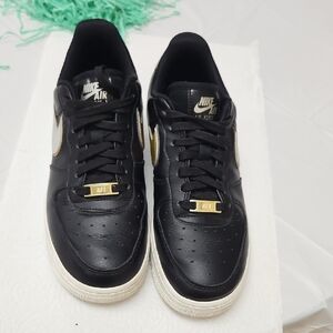 Nike Air Force 1 Black with Gold Accents